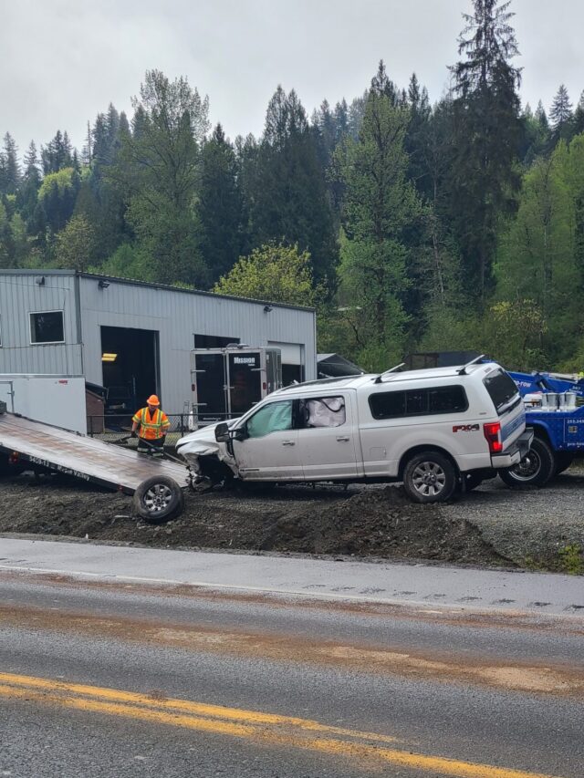 Spill Cleanup for Crashed Pickup Truck